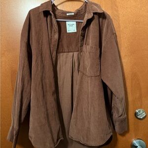 Abercrombie & Fitch Rust Brown Corduroy Oversized Shirt